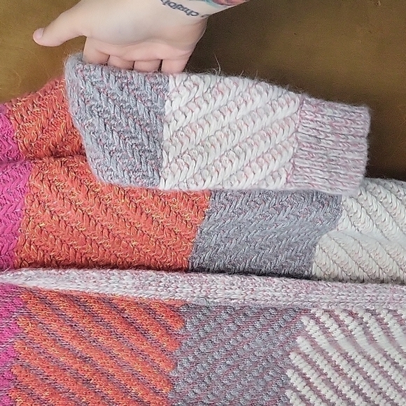 American Eagle Nylon/Cotton/Wool/Alpaca/Mohair Blend Colorblocked Thick Cardgian - Picture 3 of 7